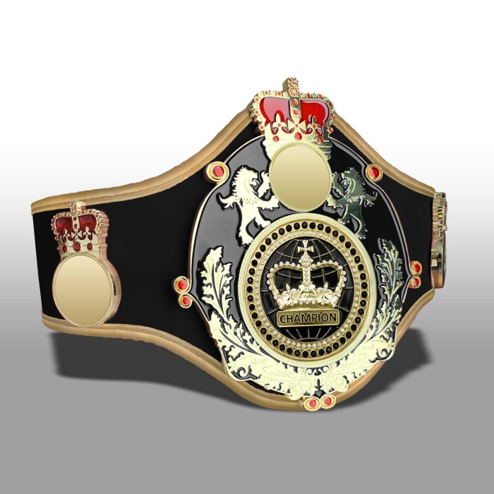 QUEENSBURY PRO LEATHER BLACK CHAMPION CROWN CHAMPIONSHIP BELT QUEEN/B/G/BLKGEM - AVAILABLE IN 10+ COLOURS
